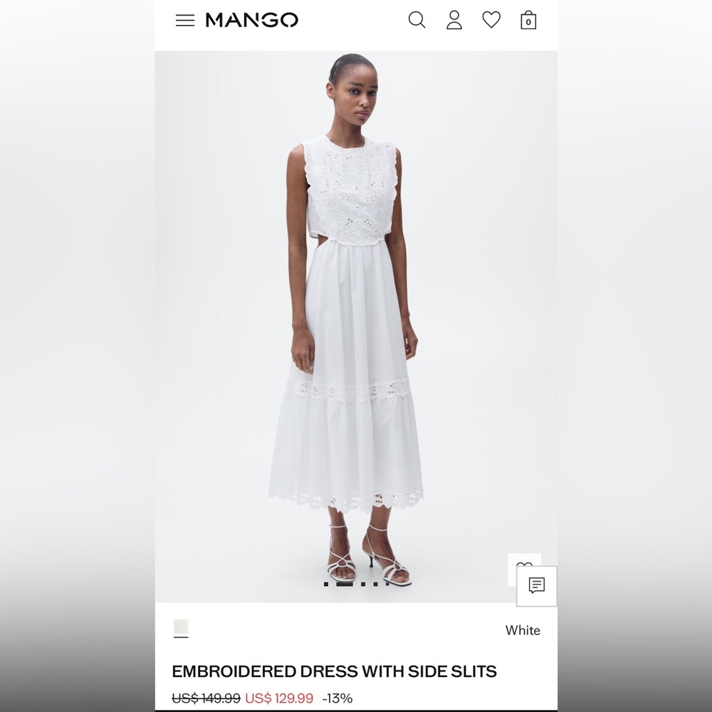 Mango White Eyelet Maxi Dress